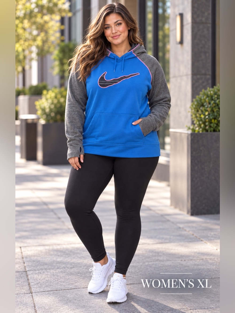 Nike Women's XL Blue & Gray Pullover Hoodie